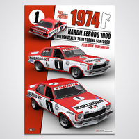 1974 Hardie-Ferodo Bathurst 1000 Pole Position Peter Brock Holden Torana Print Poster