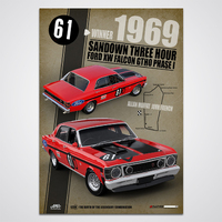 1969 Sandown Three Hour Winner Allan Moffat Ford Falcon XW GTHO Print Poster