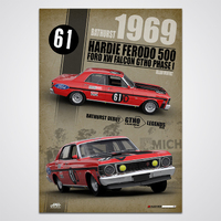 1969 Hardie-Ferodo Bathurst 500 Allan Moffat Ford Falcon XW GTHO Debut Print Poster