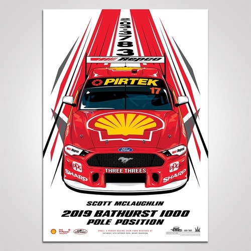 Authentic Collectables,Scott McLaughlin 2019 Bathurst 1000 Ford Mustang Pole Position Print Poster