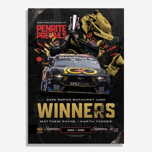 Authentic Collectables,Penrite Racing 2025 Repco Bathurst 1000 Winners Signed Limited Edition Print