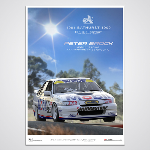 Peter Hughes Motorsport,Peter Brock 1991 Bathurst 1000 VN Commodore Holden Print Poster Peter Hughes