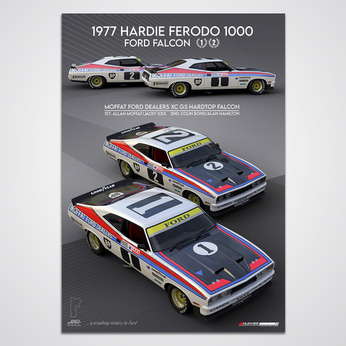 Peter Hughes Motorsport,1977 Hardie-Ferodo Bathurst 1000 Ford 1-2 Finish Allan Moffat Print Poster