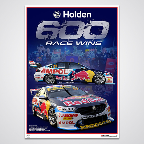 Peter Hughes Motorsport,Holden 600 Race Wins Shane van Gisbergen Limited Edition Supercars Print Poster