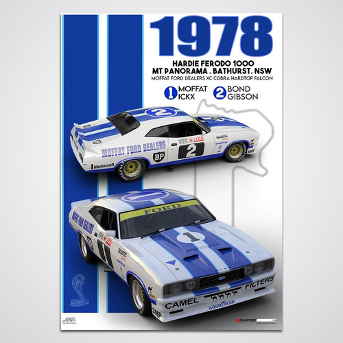 Peter Hughes Motorsport,1978 Hardie-Ferodo Bathurst 1000 Moffat Ford Dealers Print Poster
