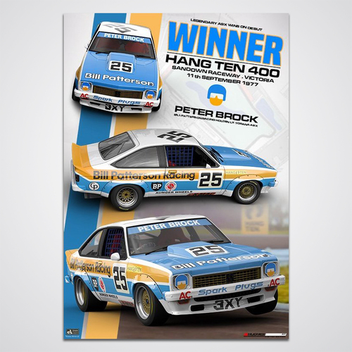 Peter Hughes Motorsport,1977 Hang Ten 400 Sandown Winner Peter Brock Holden Torana Print Poster