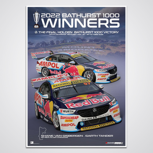 Peter Hughes Motorsport,2022 Repco Bathurst 1000 Winner Shane van Gisbergen Holden Print Poster