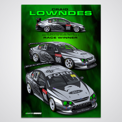 Peter Hughes Motorsport,Craig Lowndes 00 Motorsport 2002 AGP Winner Ford Green Eyed Monster Poster Print