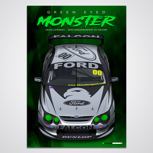 Peter Hughes Motorsport,Craig Lowndes 00 Motorsport AU Ford Falcon Green Eyed Monster Print Poster