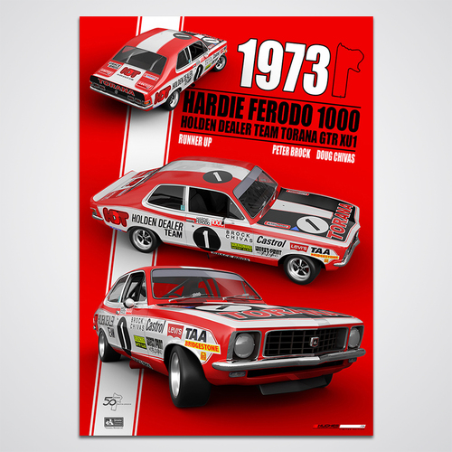 Peter Hughes Motorsport,1973 Hardie-Ferodo Bathurst 1000 Peter Brock Holden Torana GTR XU-1 Print Poster