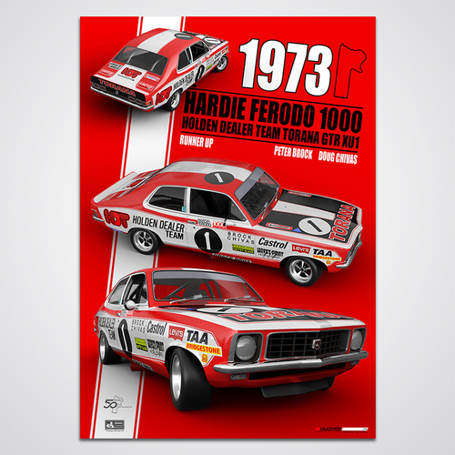 Peter Hughes Motorsport,1973 Hardie-Ferodo Bathurst 1000 Peter Brock Holden Torana GTR XU-1 Print Poster
