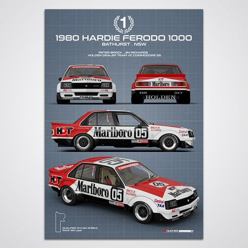 Peter Hughes Motorsport,1980 Hardie Ferodo 1000 Winner Technica Series HDT Holden Commodore VC Limited Edition Print