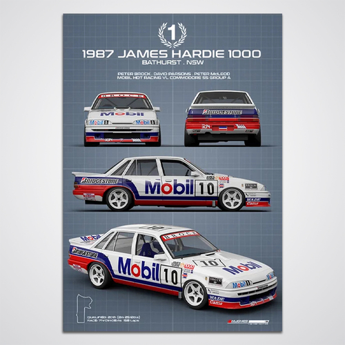 Peter Hughes Motorsport,1987 James Hardie 1000 Winner Technica Series HDT VL Commodore SS Group A Limited Edition Print