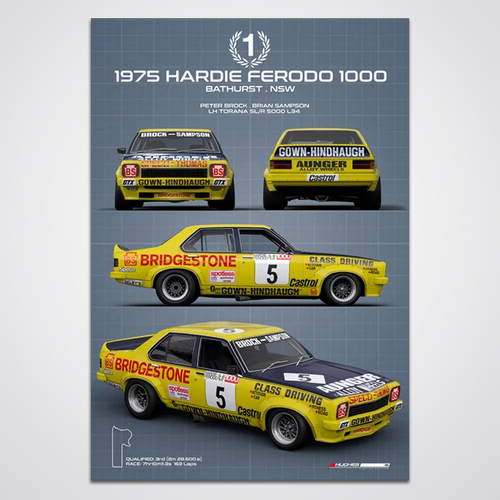 Peter Hughes Motorsport,1975 Hardie Ferodo 1000 Winner Technica Series LH Torana SL/R 5000 L34 Limited Edition Print