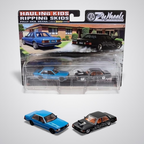 1:64 Scale Hauling Kids & Ripping Skids Ford XD Falcon (FSD) Twin Pack Model Cars by OZWheels